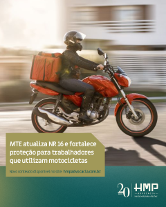 MTE atualiza NR 16 e fortalece proteção para trabalhadores que utilizam motocicletas